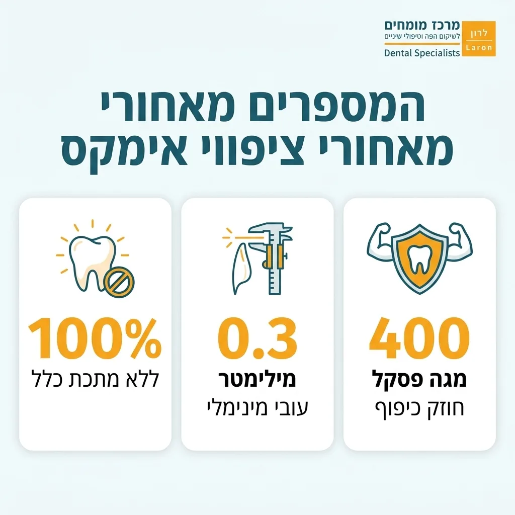 אינפוגרפיקה — המספרים מאחורי ציפויי אימקס: מגה פסקל חוזק כיפוף, מילמטר עובי מינימלי, ללא מתכת כלל