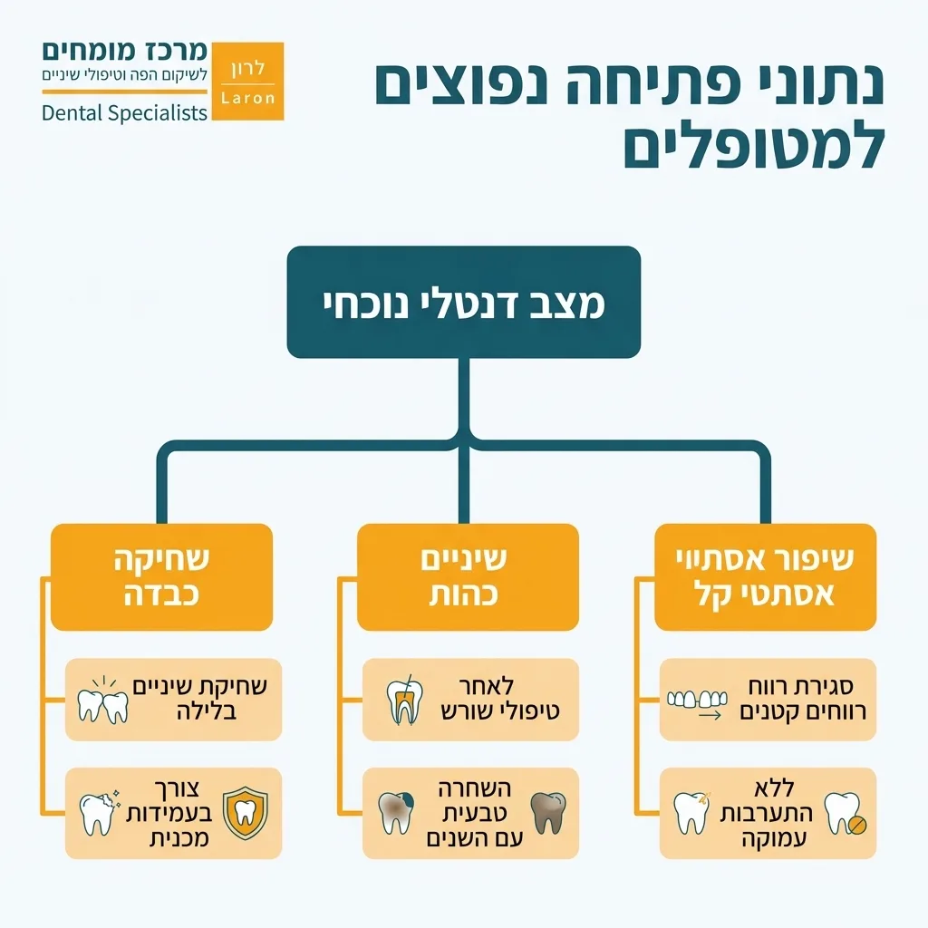 אינפוגרפיקה — נתוני פתיחה נפוצים למטופלים: מצב דנטלי נוכחי